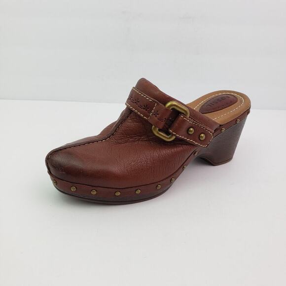 Vintage Fossil Womens Size 6 Brown Slip On Mule Clog Shoes DAMAGED - Picture 2 of 13